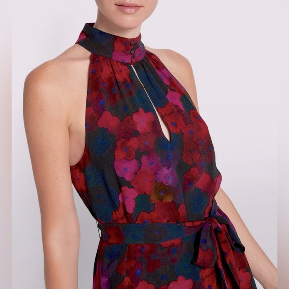 NWT Paige Sleeveless Cayman Floral Silk Halter Neck A-line Swing Mini Dress TB5 - Picture 13 of 15